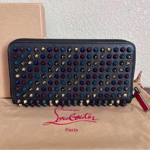 CHRISTIAN LOUBOUTIN Panettone Multicolor Spiked Calf Leather Wallet!!! PRISTINE! - Picture 14 of 16